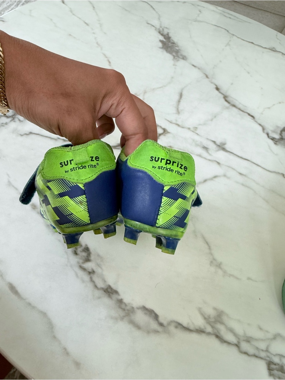 Stride Rite Kids Soccer Cleats - Blue and Lime - Picture 11 of 11